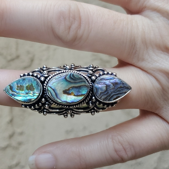 New Abalone Shell 925 Silver Statement Ring. - Picture 6 of 14